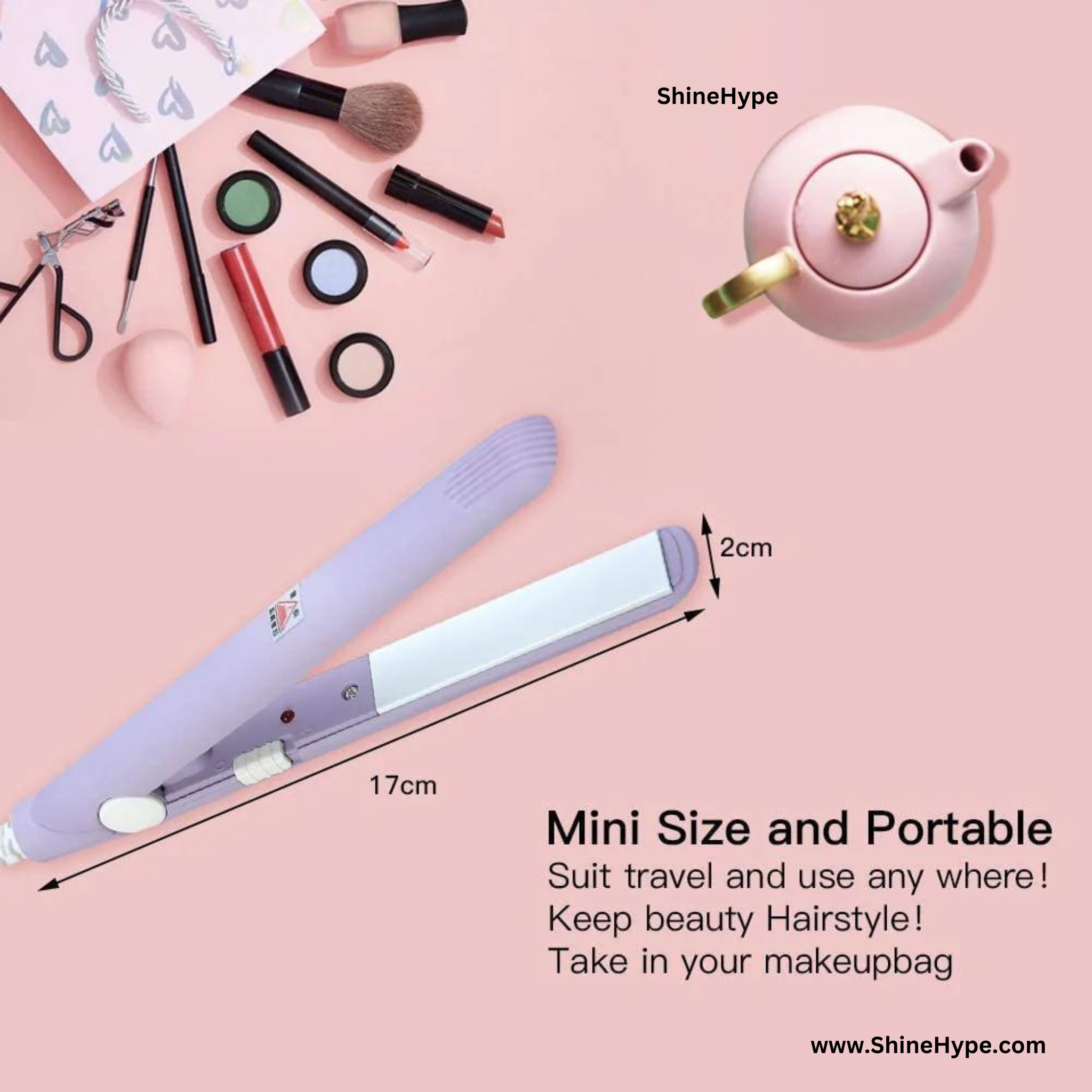 Mini Portable Hair Straightener, Travel Size Straightener